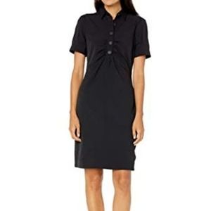 Lark & Ro Collar Button Short Sleeve Mini Dress Prep Florence Ruched Sheath